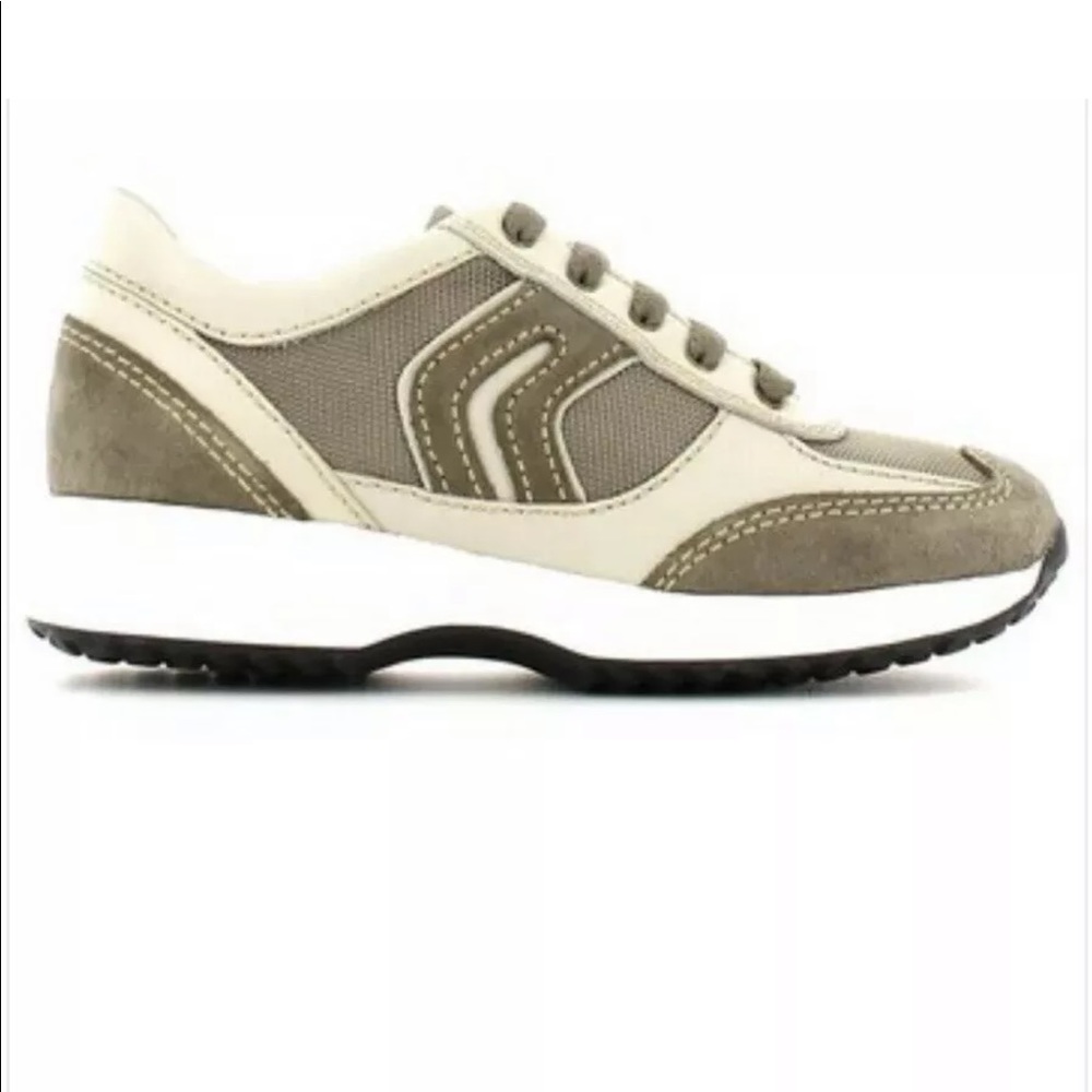 GEOX Respira Junior Boys Size 2 Brown Tanned Suede Leather Sneaker Shoe Italian